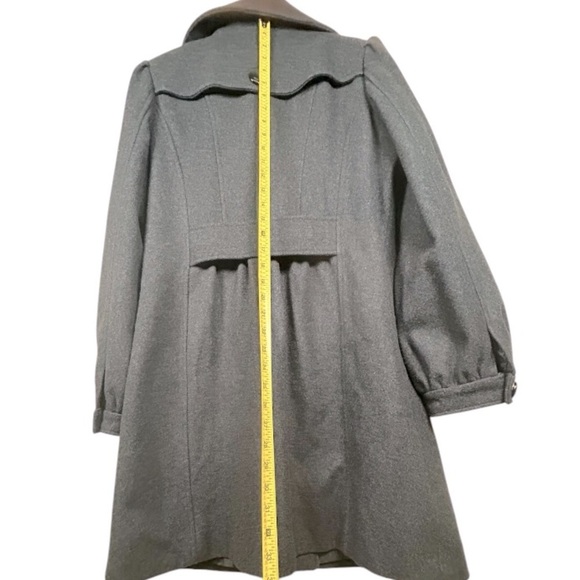 Guess Womens Large Dark Gray Wool Blend Lined Collared Fitted Pea Coat - Picture 3 of 12